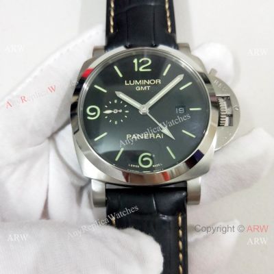 Officine Panerai Luminor GMT PAM320 Copy Watch SS Black Dial